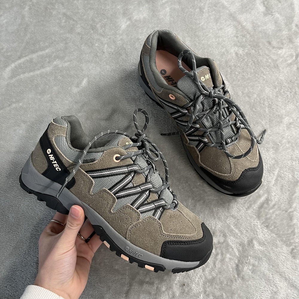 Hi-Tec DRI-TEC Shoes Womens Size 7 Brown Suede Waterproof Trail Hiking Sneakers